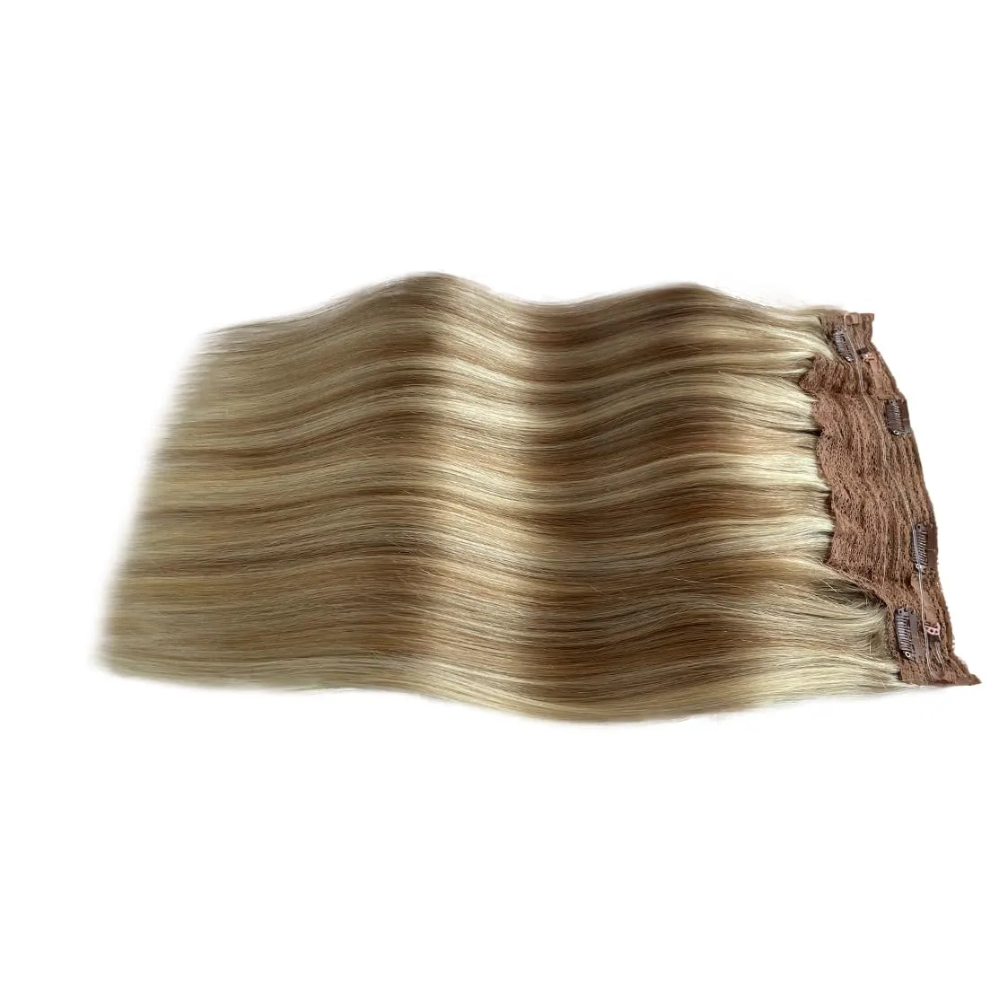 Munx Wire Hair Extensions Real Human Hair, Medium Brown Highlighted Golden Blonde 18 Inch 80g Wire Hair Extensions Straight Hair Extensions Secret Fish Line Real Hair Extensions