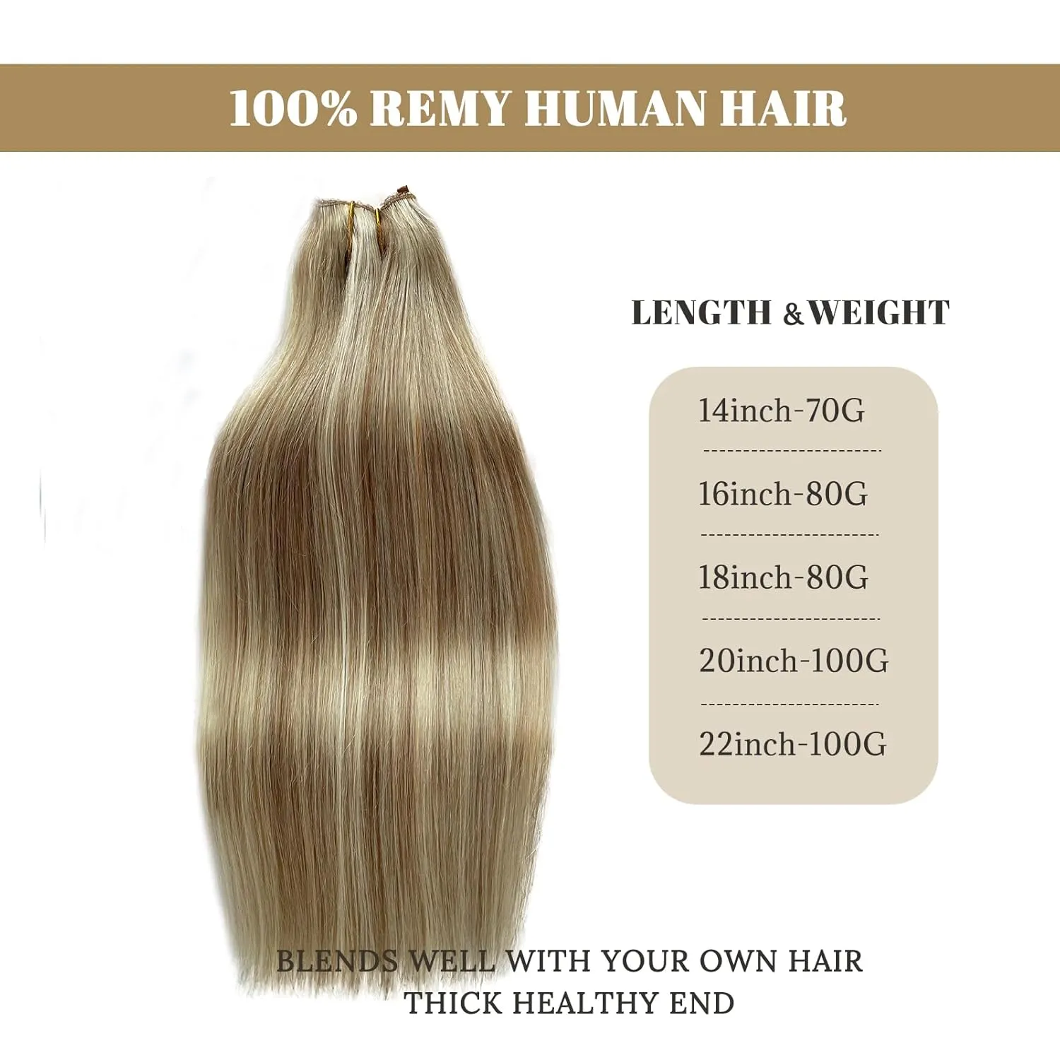 Munx Wire Hair Extensions Real Human Hair, Medium Brown Highlighted Golden Blonde 18 Inch 80g Wire Hair Extensions Straight Hair Extensions Secret Fish Line Real Hair Extensions
