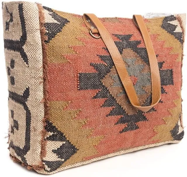 Myra Bag Western Leather Weekender Bag for Women - Upcycled Shoulder Handbag