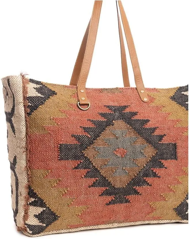 Myra Bag Western Leather Weekender Bag for Women - Upcycled Shoulder Handbag