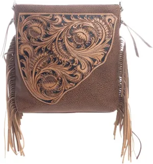 Myra Bag Western Shoulder Bag for Women - Upcycled Leather Tassel Crossbody Bag Chocolate