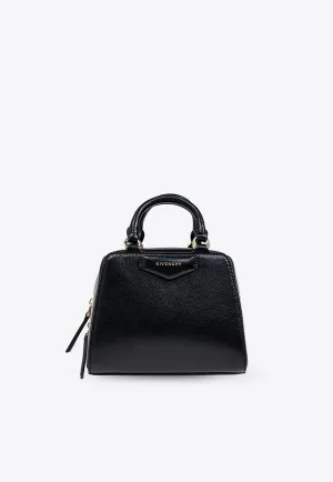 Nano Antigona Cube Leather Top Handle Bag