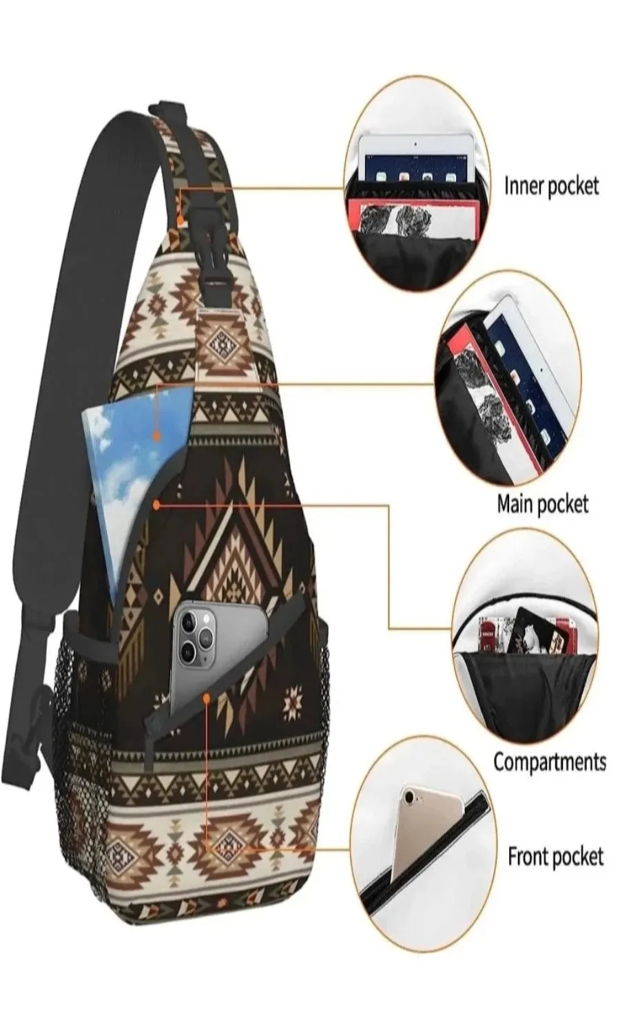Native Geometric Chest Bags Crossbody