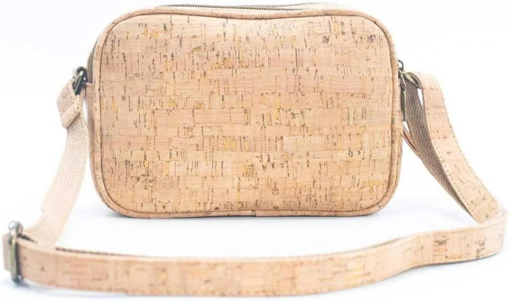 Natural Cork Crossbody Bag for Women, Portuguese Tile Pattern, 8 x 5.5 x 3 inches, Adjustable Strap