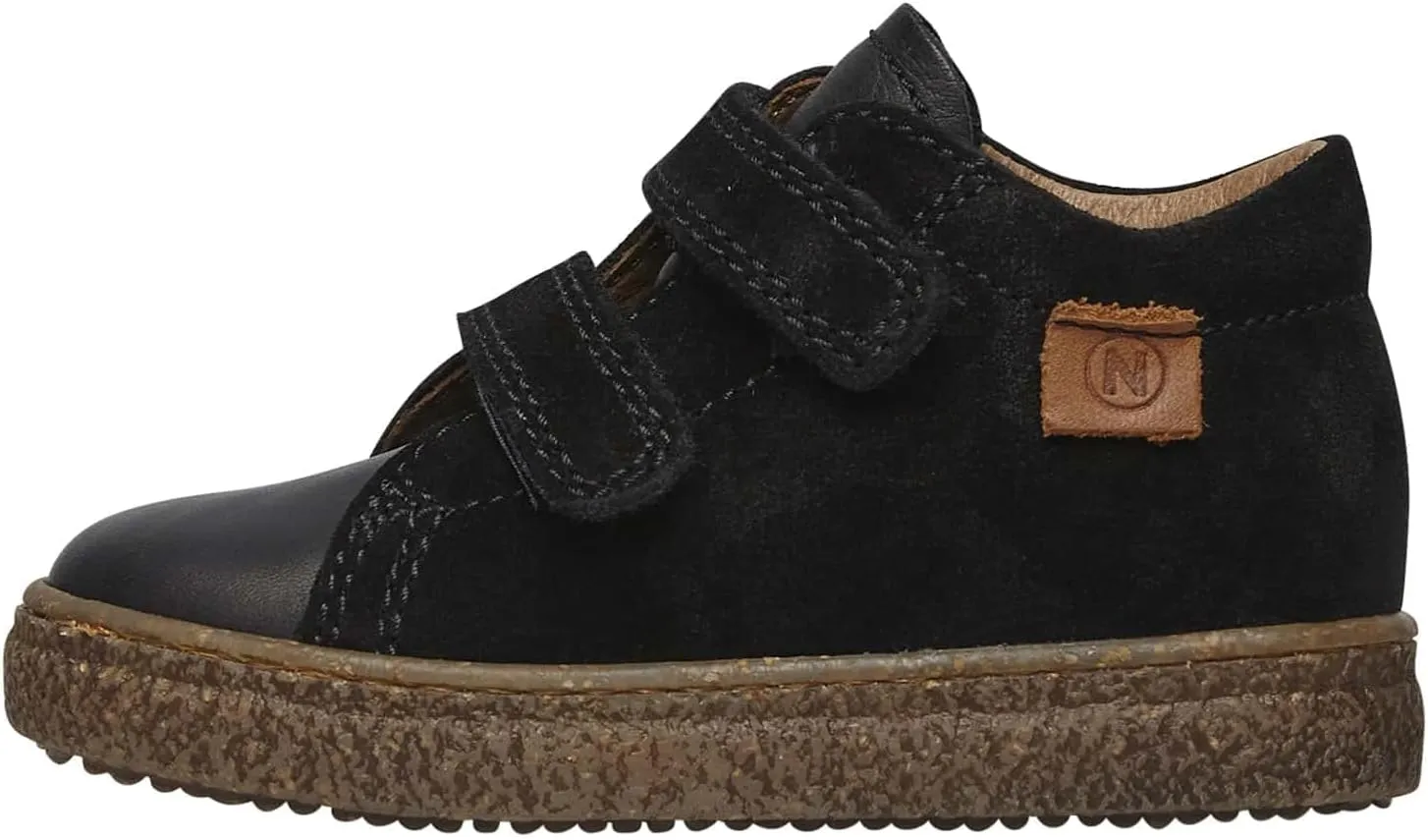 Naturino Albus VL-Nappa Leather and Suede Sneakers-Black