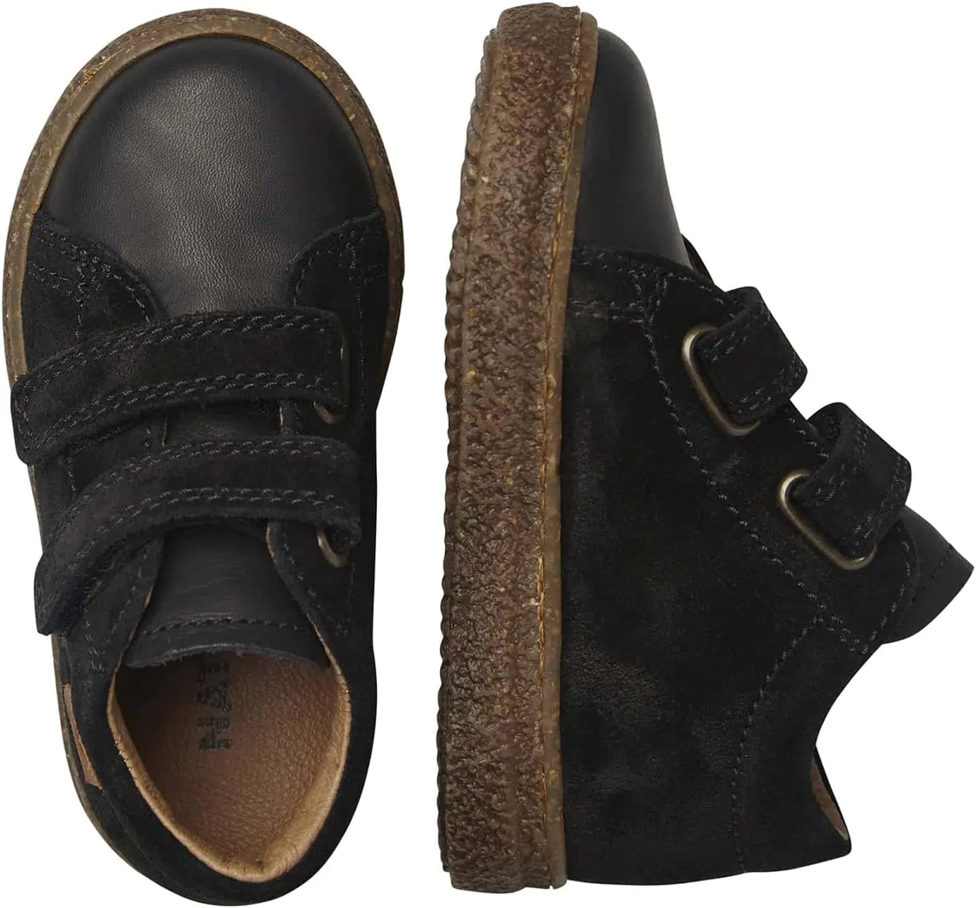 Naturino Albus VL-Nappa Leather and Suede Sneakers-Black