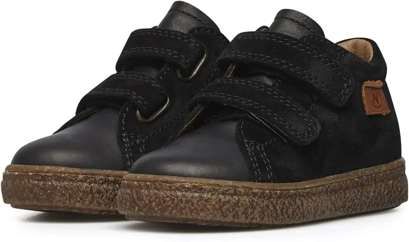 Naturino Albus VL-Nappa Leather and Suede Sneakers-Black
