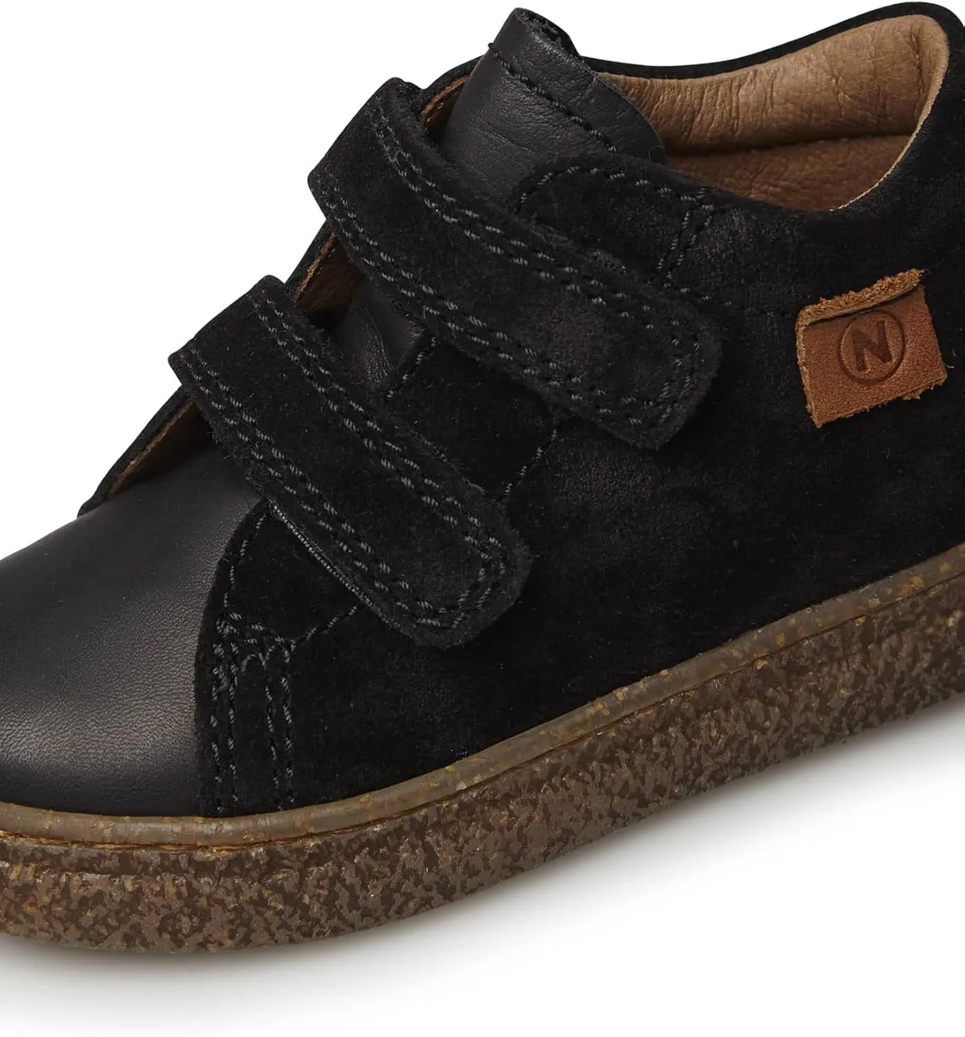 Naturino Albus VL-Nappa Leather and Suede Sneakers-Black