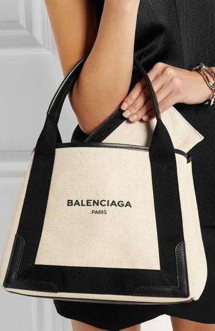 Navy Cabas Small Logo Tote Bag