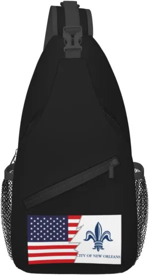 New Orleans Logo And America Crossbody Bags For Women Men Chest Backpack Gym Shoulder Bag Travel Outdoor Sports Casual Crossbody Bags