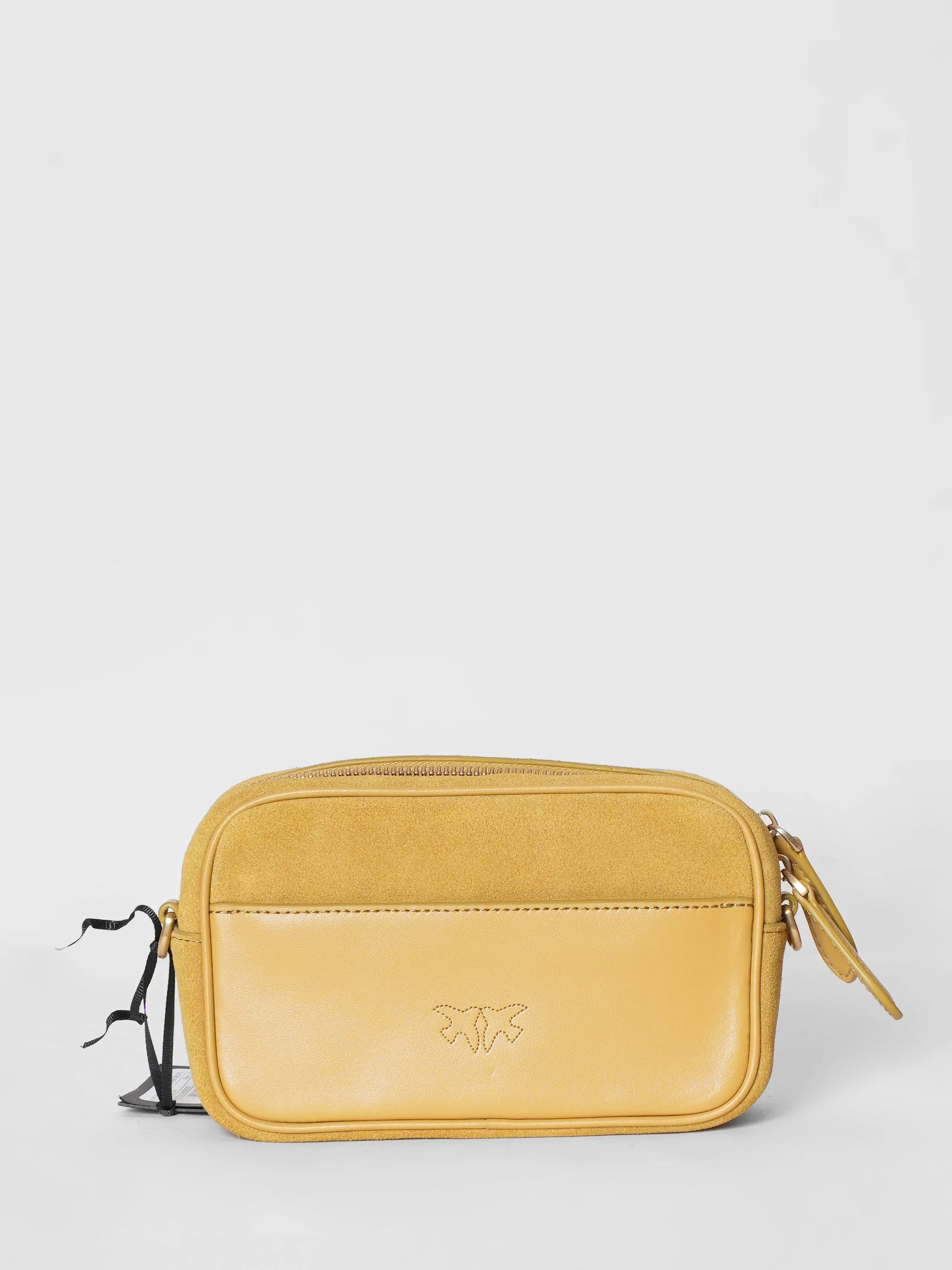 New Pinko Love Mini Square Seventies Crossbody In Suede
