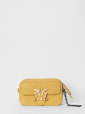 New Pinko Love Mini Square Seventies Crossbody In Suede