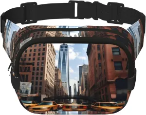 new york print Large Fanny Packs for Women Cute Cross Body Waist Bag Fashionable Fanny Pack
