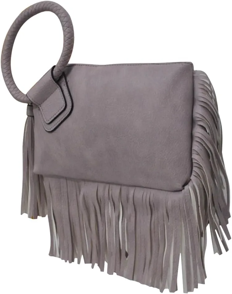 NGIL Women's Faux Leather Mini Wristlet Purse With Fringe Tassel, Wristlet Wallet Women's Handbag
