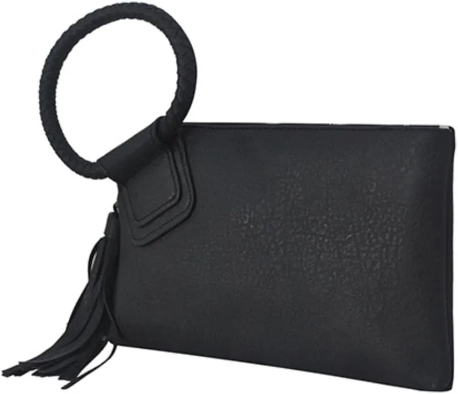 NGIL Women's Faux Leather Mini Wristlet Purse With Fringe Tassel, Wristlet Wallet Women's Handbag