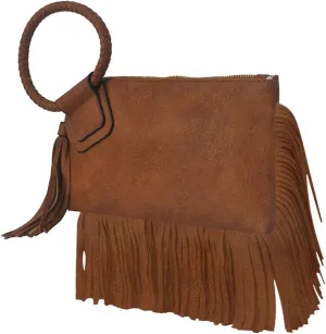 NGIL Women's Faux Leather Mini Wristlet Purse With Fringe Tassel, Wristlet Wallet Women's Handbag