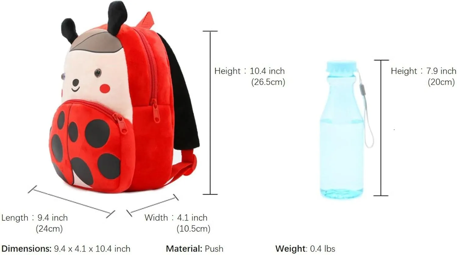 NICE CHOICE Cute Toddler Backpack Toddler Bag Plush Animal Cartoon Mini Travel Bag for Baby Girl Boy 2-6 Years(Beetle)