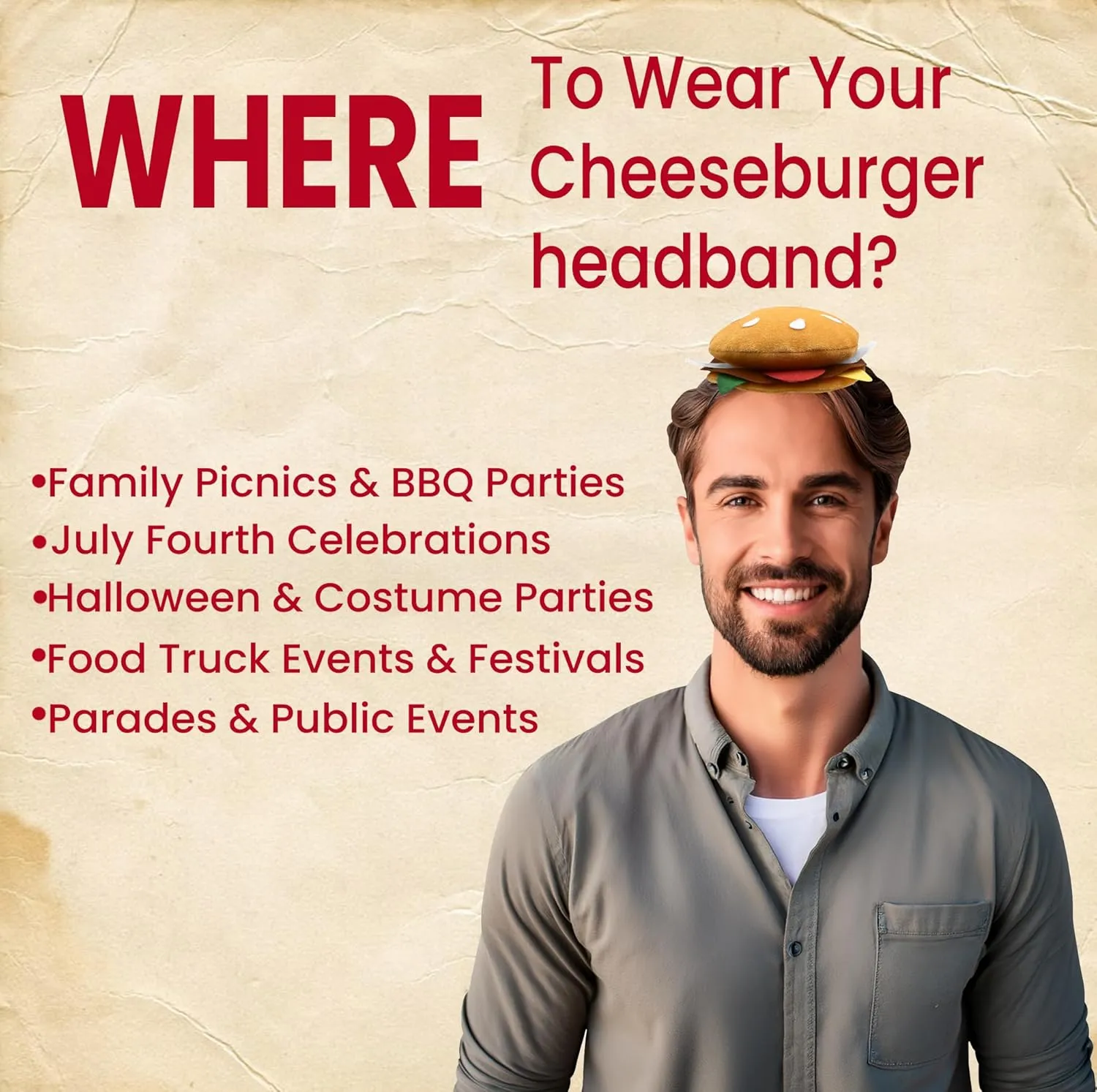 Nicky Bigs Novelties Mini Food Hat Headband - Vendor Costume Attire Accessory - Fun Headband for Adults