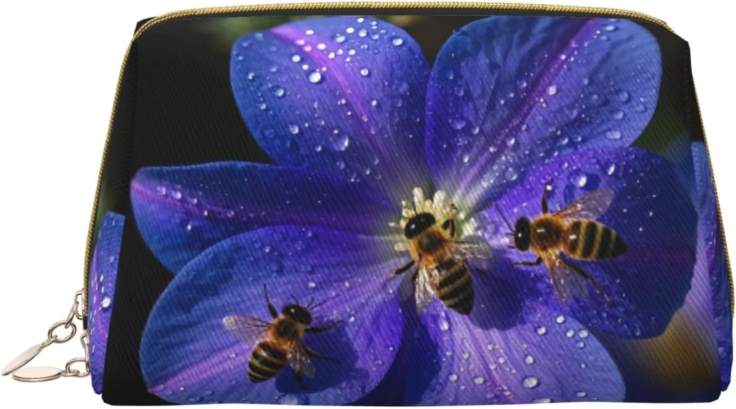 Nighttime Nectar Print Cute Small Makeup Bag, Leather Cosmetic Bags for Purse Women Gifts Make Up Organizer Travelling