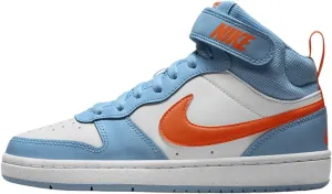 Nike Court Borough Mid 2 Big Kids' Shoes (HF4791-407, Aquarius Blue/White/Total Orange) Size 5.5
