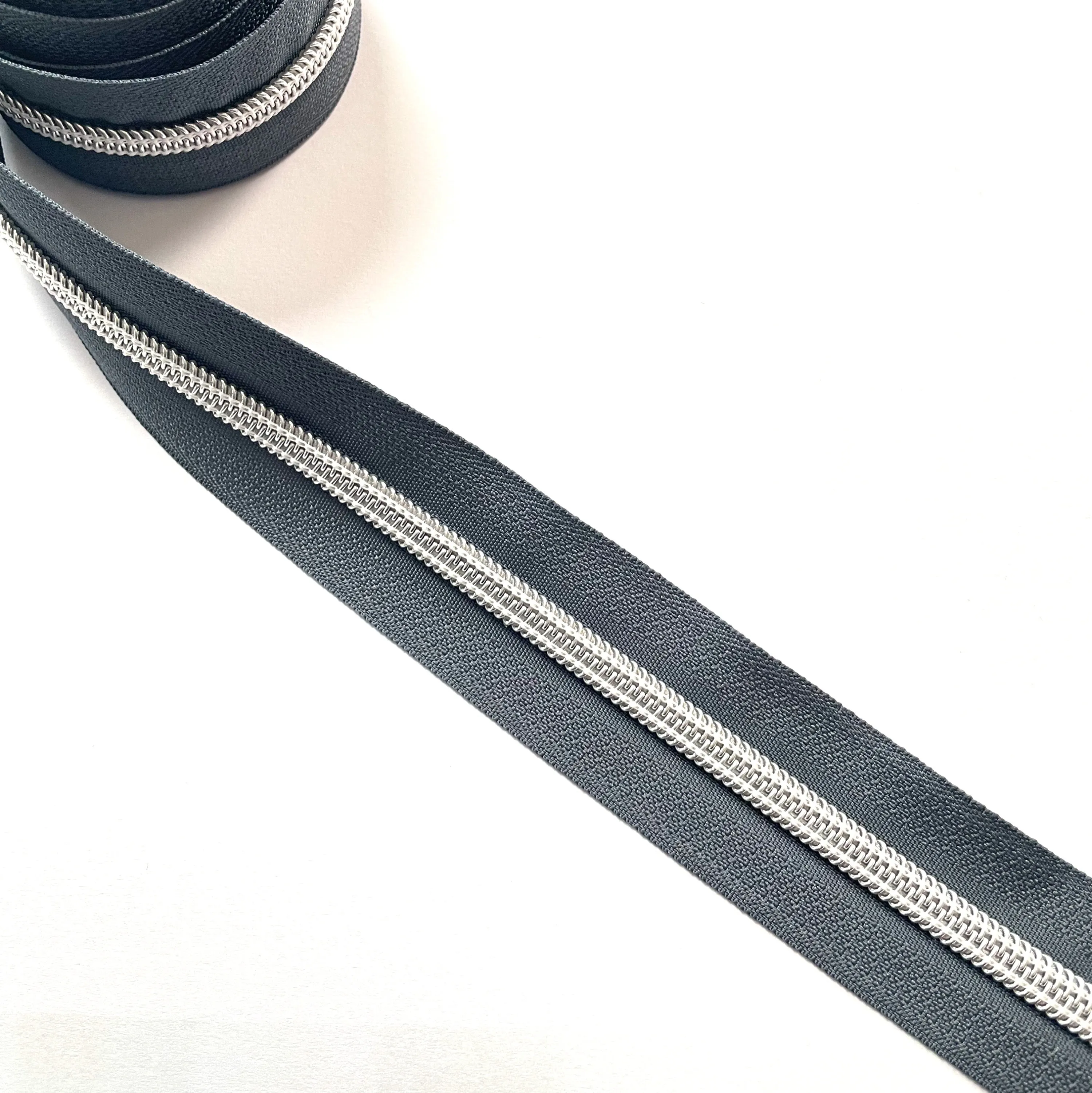 No5 Silver Teeth Nylon Zips Sold in Packs of 1 1/2 metre Lengths