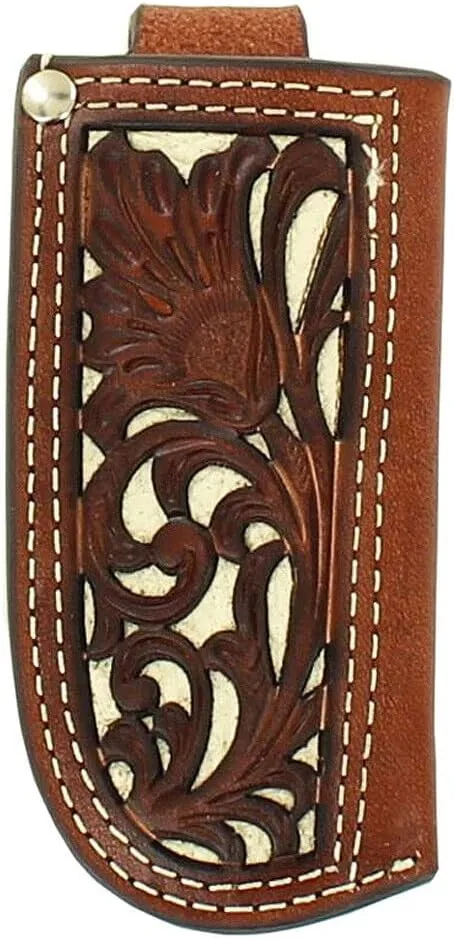 Nocona Pierced Leather Pocket Knife Sheath Ivory