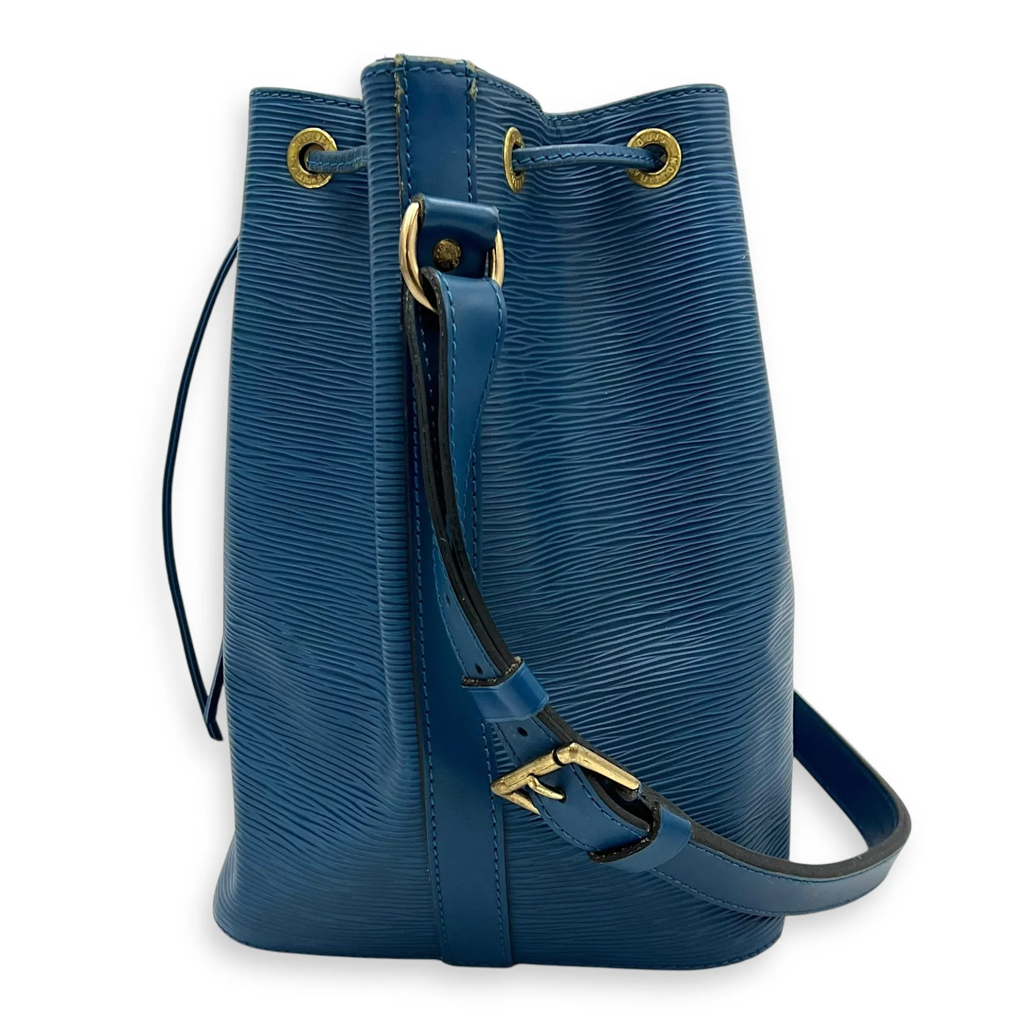 Noe Bucket Bag Blue in Epi Leather, Gold hardware