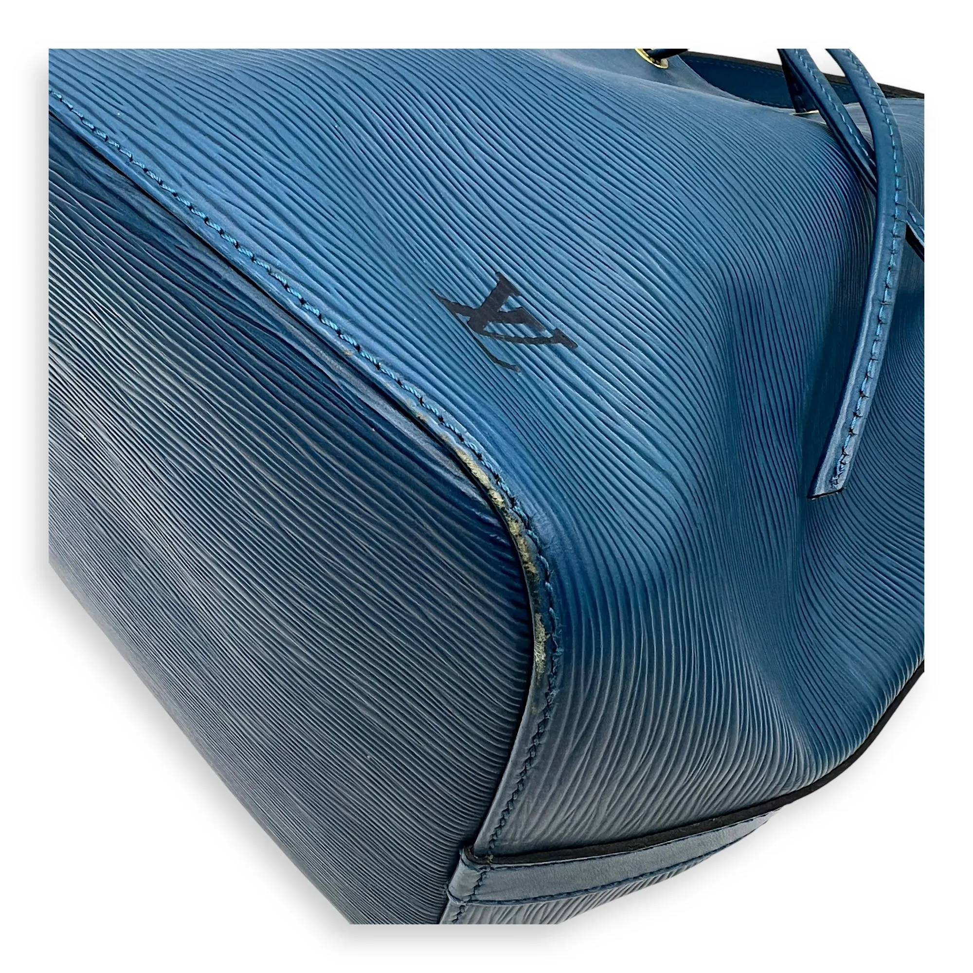 Noe Bucket Bag Blue in Epi Leather, Gold hardware
