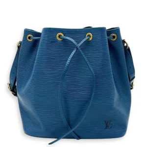 Noe Bucket Bag Blue in Epi Leather, Gold hardware