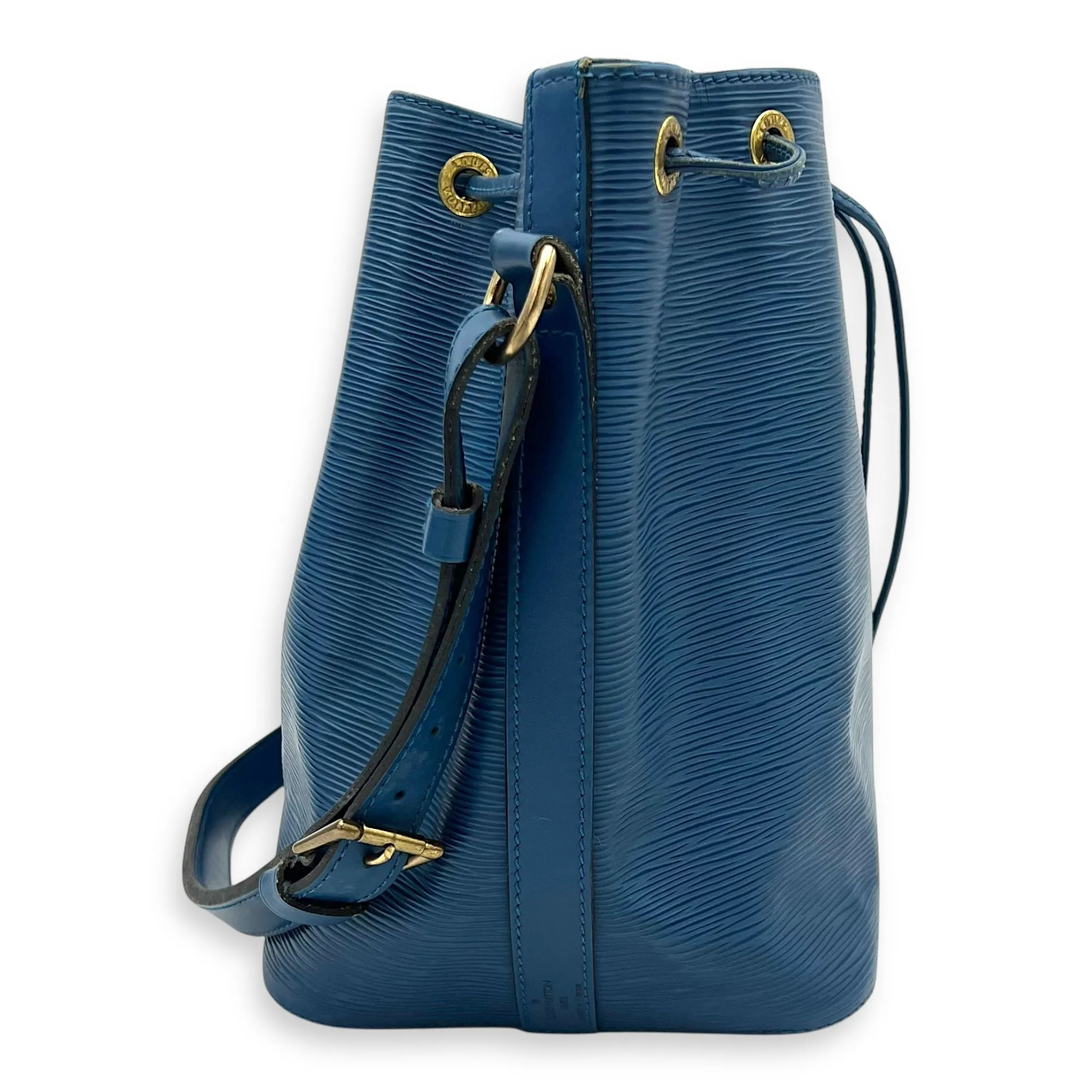 Noe Bucket Bag Blue in Epi Leather, Gold hardware