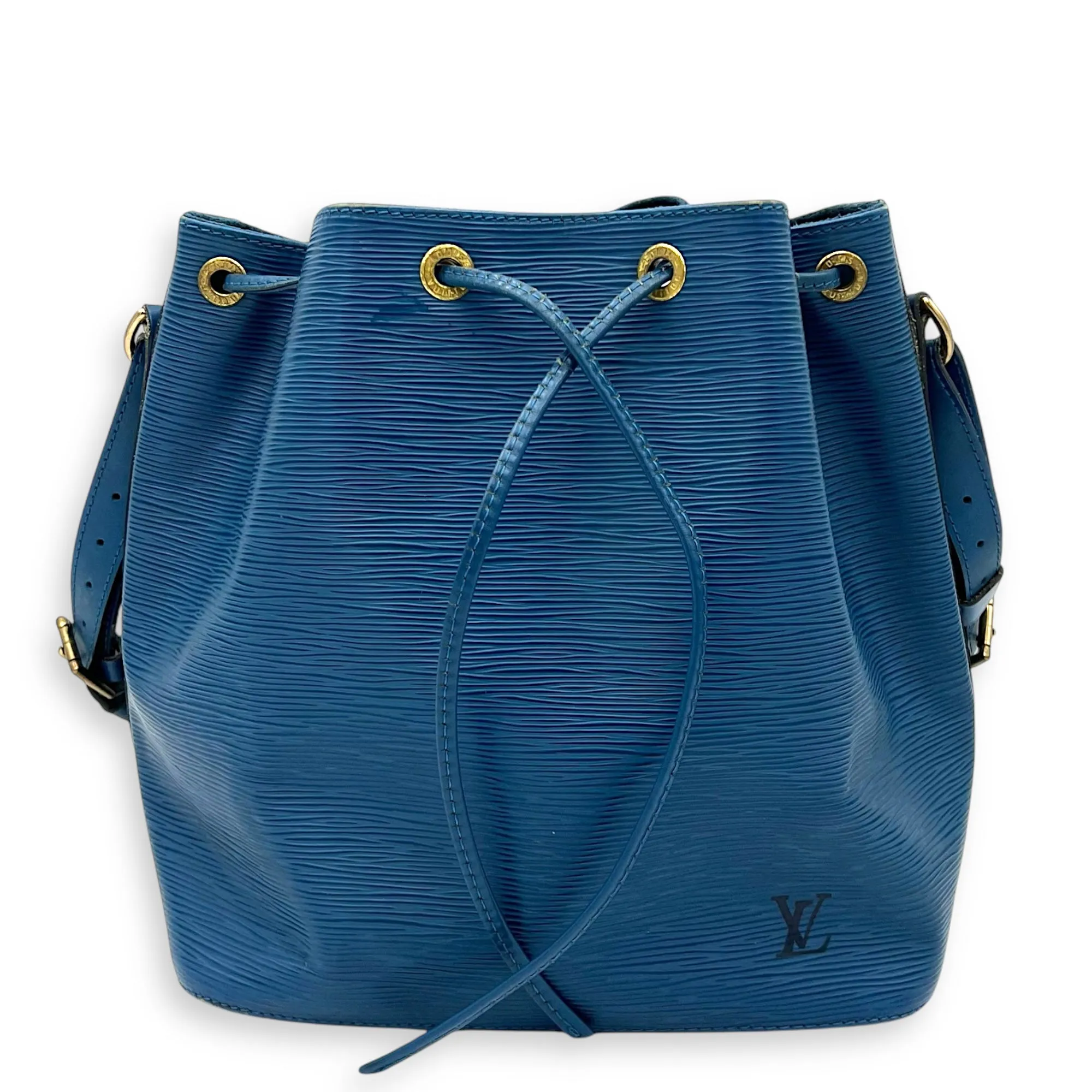 Noe Bucket Bag Blue in Epi Leather, Gold hardware