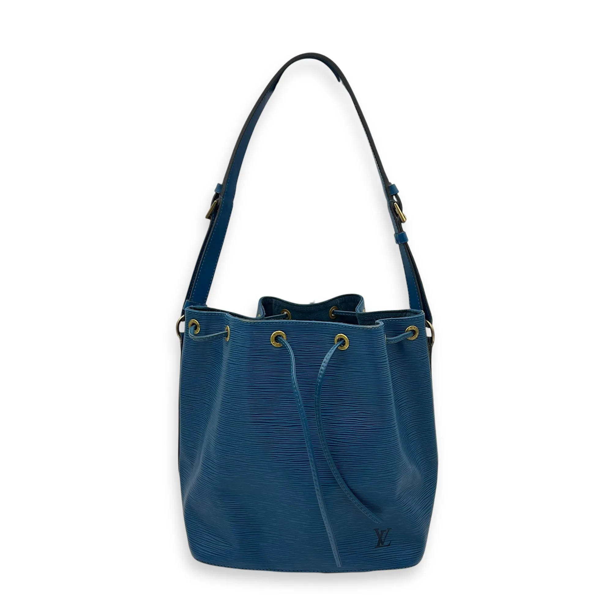 Noe Bucket Bag Blue in Epi Leather, Gold hardware