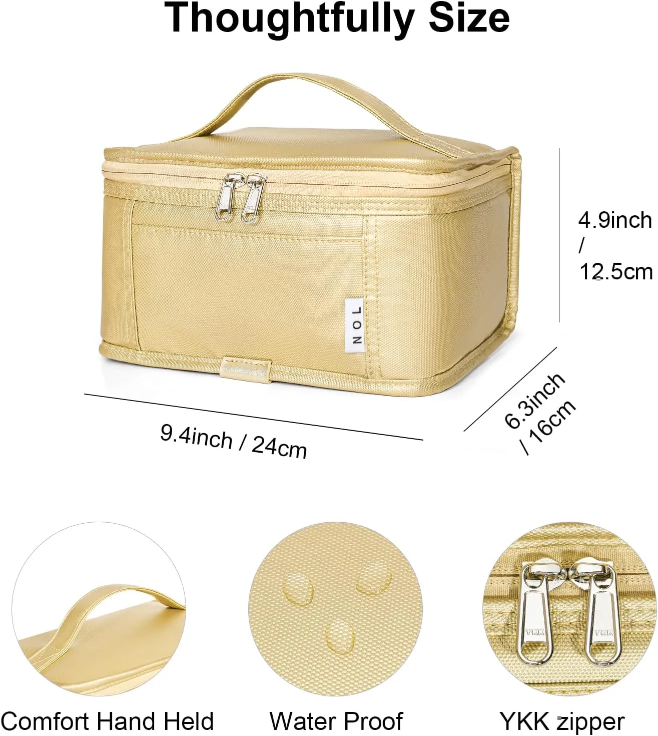 NOL Natural Organic Lifestyle Small Lunch Bag Mini Lunch Box Insulated Lunch Bag for Men/Women Leakproof Cooler Tote Bag Lightweight Nylon Waterproof Lunch Box For Work,Gold