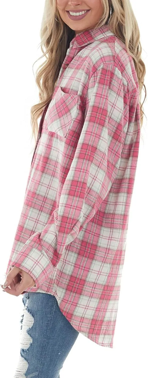 NUOREEL Women Corduroy Shirts Casual Long Sleeve Button Down Blouses Top