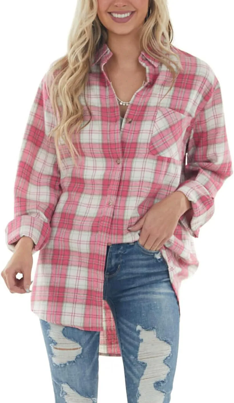 NUOREEL Women Corduroy Shirts Casual Long Sleeve Button Down Blouses Top