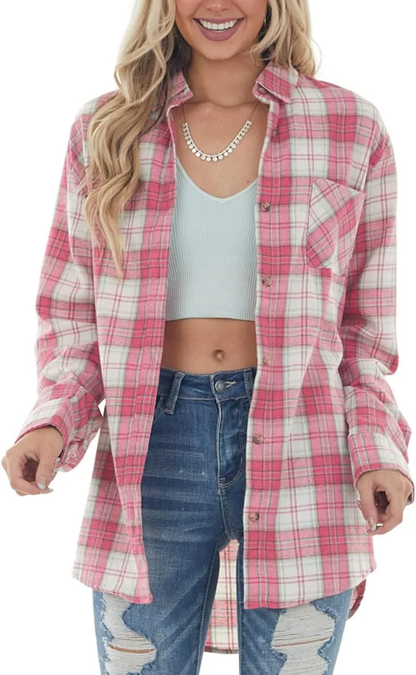 NUOREEL Women Corduroy Shirts Casual Long Sleeve Button Down Blouses Top