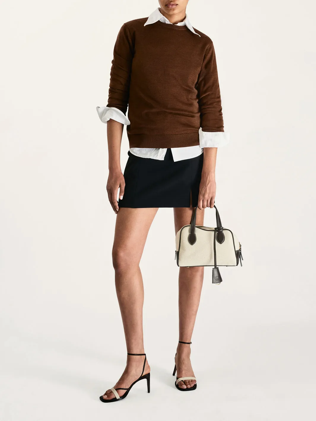 Ormelle Ecru/Walnut Canvas/Leather Top handle bag