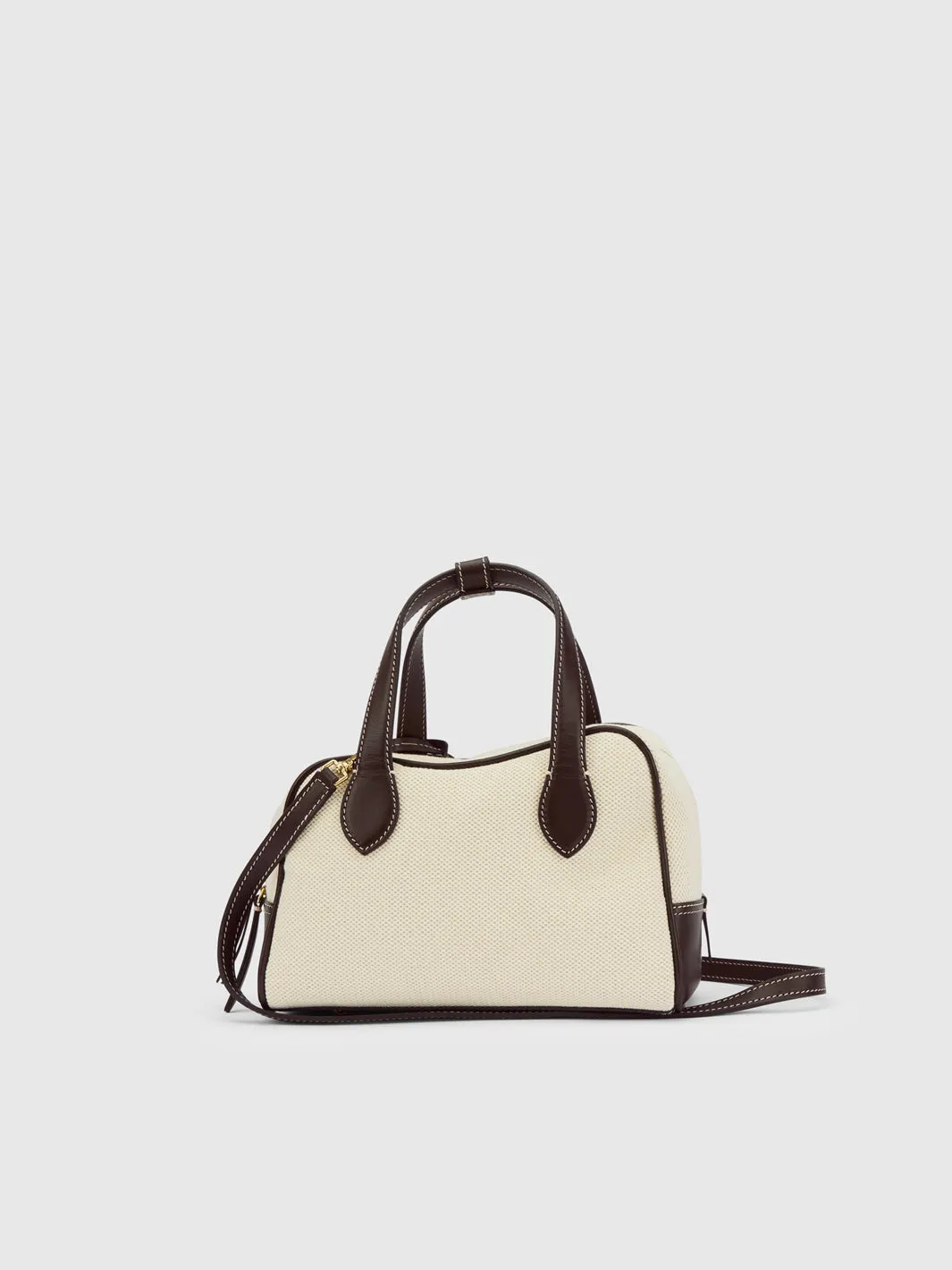 Ormelle Ecru/Walnut Canvas/Leather Top handle bag
