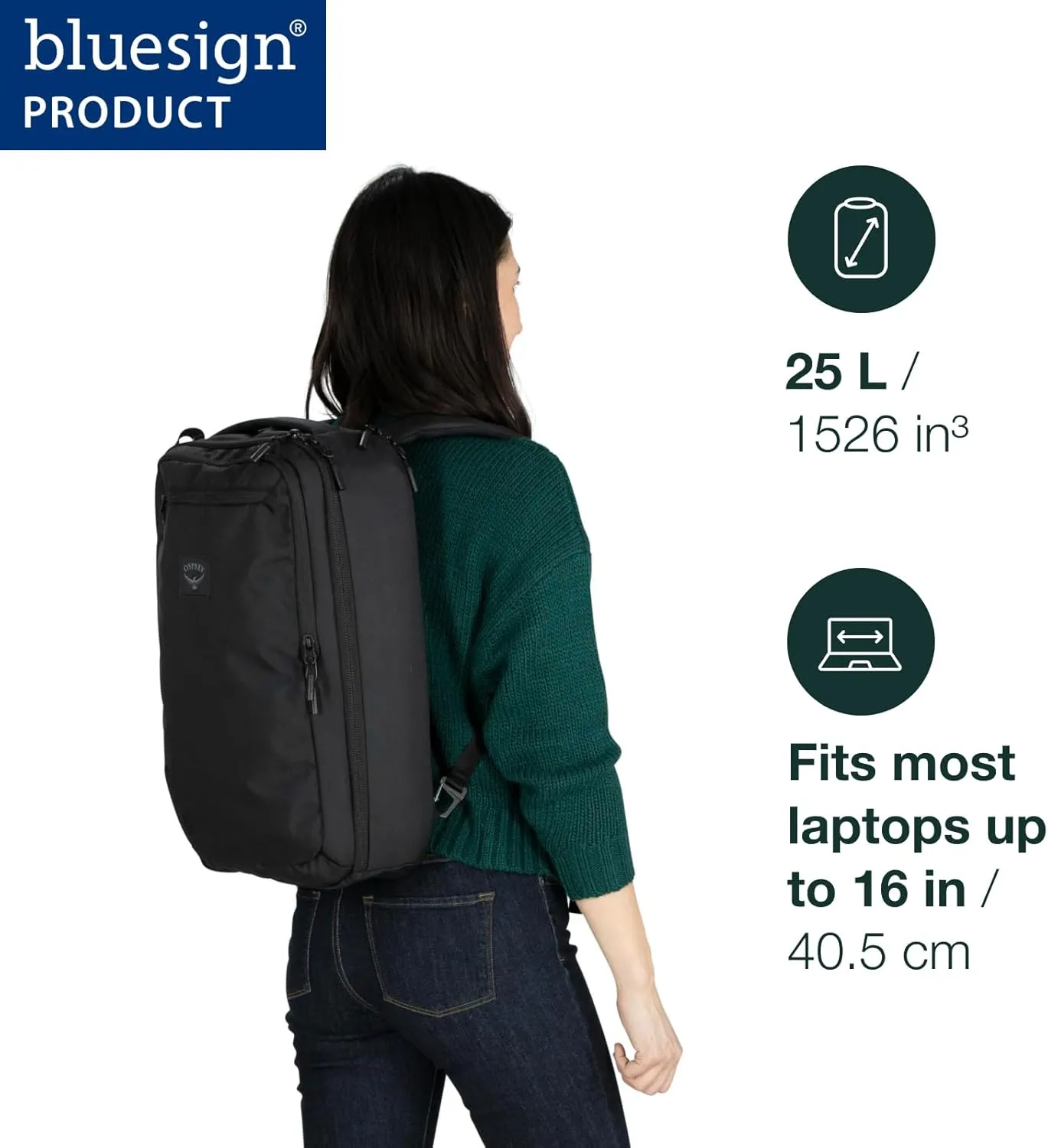 Osprey Aoede 25L Commuter Briefcase Backpack, Black
