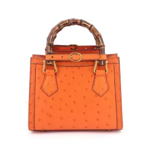 Ostrich Leather Nano Top Handle Cross Body Bag
