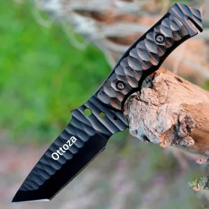 Ottoza 1095 High Carbon Steel Knife 8" Hunting Knife - Camping Knife - Tactical Knife - Survival Knife - Bushcraft Knife EDC Knife Fixed Blade Knife with Sheath Horizontal Carry No:377