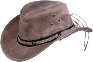 Outback Trading Men's 1367 Wagga UPF 50 Breathable Leather Western Hat with Adjustable Chin Cord with Braided Hatband