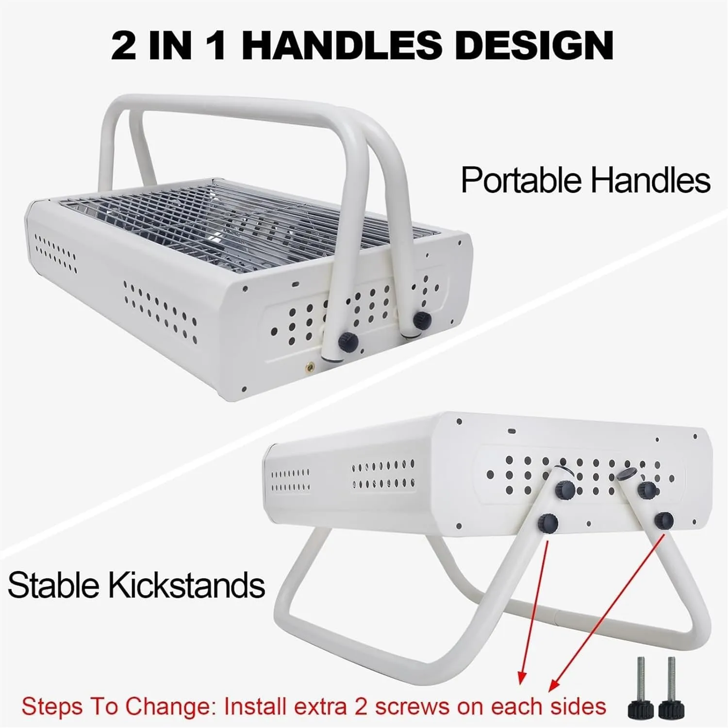 Outdoor Picnic Tabletop Charcoal Grill with Handle Portable BBQ Grill Outdoor Barbecue Grill for Camping Picnic Outdoor Grill(White)