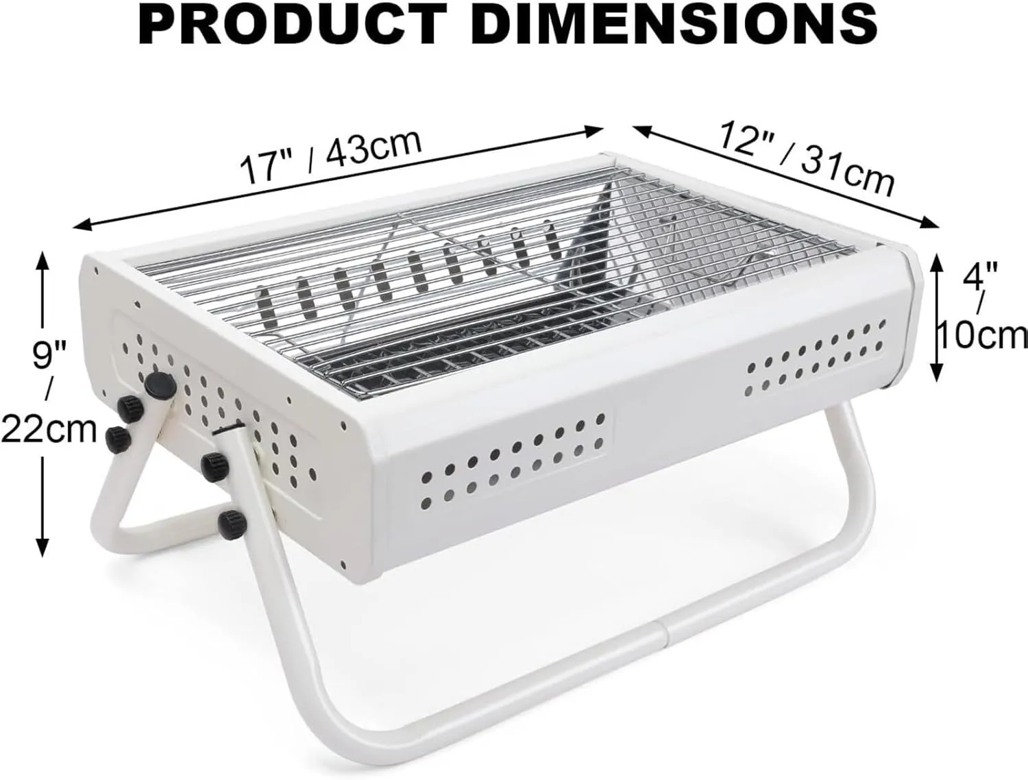 Outdoor Picnic Tabletop Charcoal Grill with Handle Portable BBQ Grill Outdoor Barbecue Grill for Camping Picnic Outdoor Grill(White)