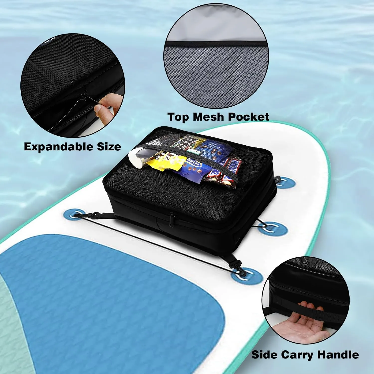 Paddle Board Cooler Bag, Waterproof Surf Sup Deck Cooler Bag Insulated Leakproof 10 Cans, Sup Paddle Board Accessories Bag for Stand Up Paddleboard and Kayak