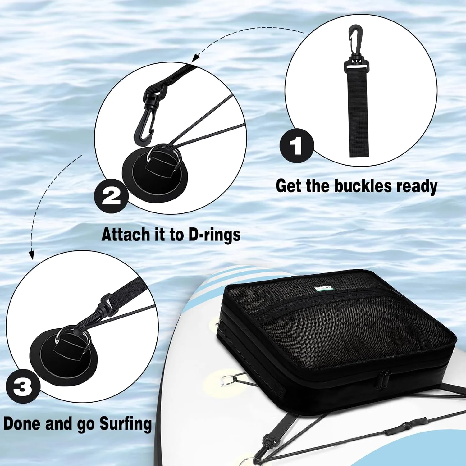 Paddle Board Cooler Bag, Waterproof Surf Sup Deck Cooler Bag Insulated Leakproof 10 Cans, Sup Paddle Board Accessories Bag for Stand Up Paddleboard and Kayak