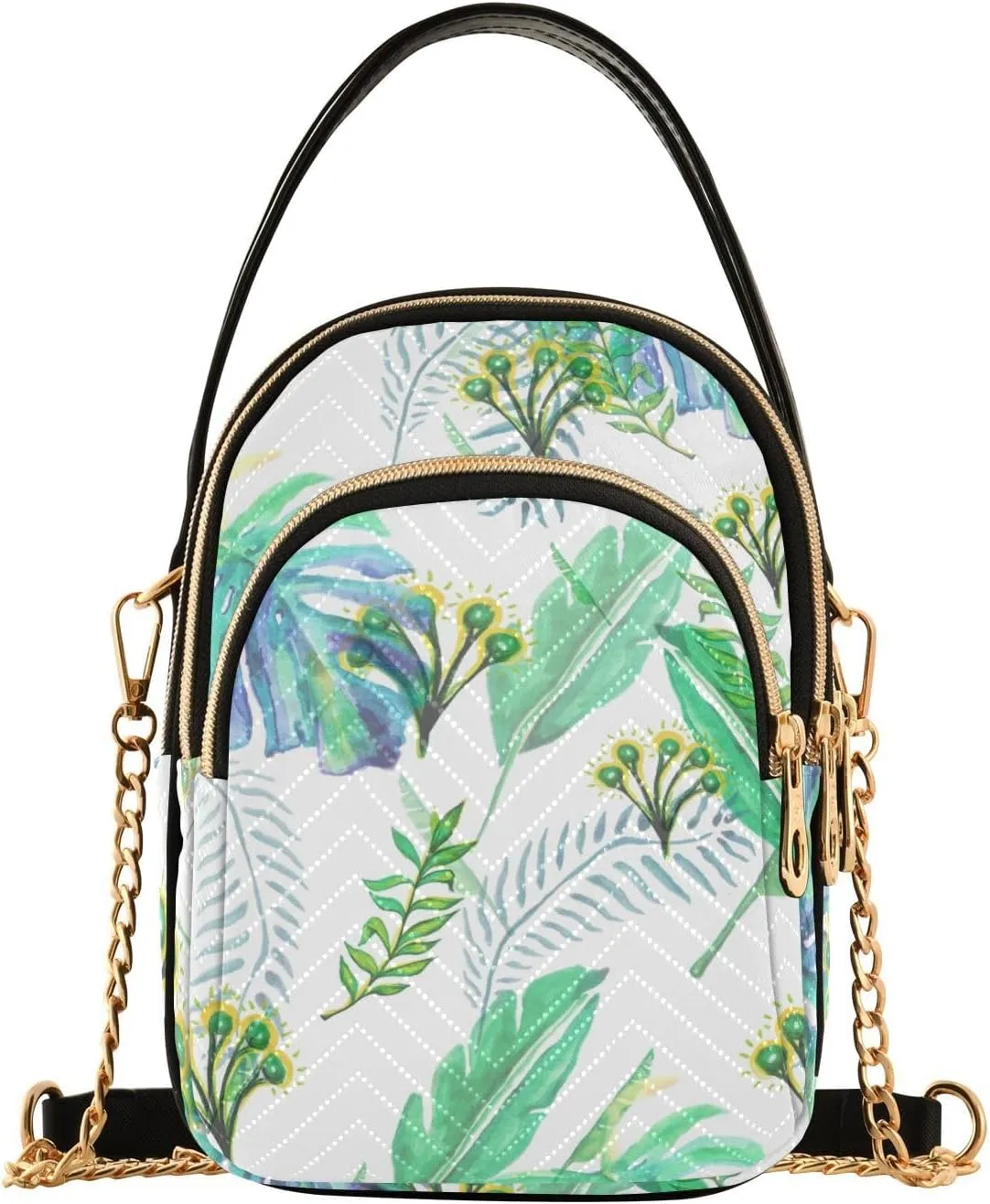 Palm Leaf Background Design Crossbody Bags Shoulder Bag for Women Stylish Ladies Messenger Bags Cell Phone Purse and Handbags Wallet