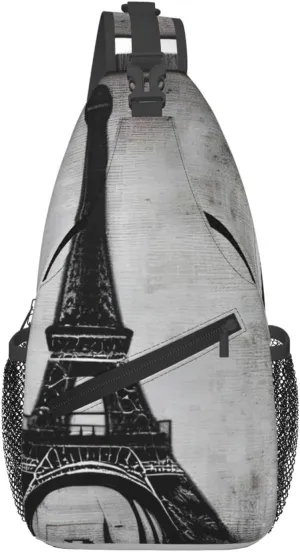 Parisian Coffee Eiffel Tower Print Sling Bag For Women Men Fashion One Shoulder Crossbody Bag Travel Fanny Pack Cross Body Bags