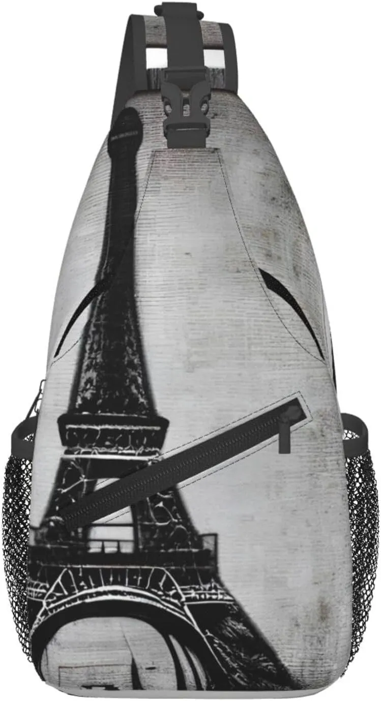Parisian Coffee Eiffel Tower Print Sling Bag For Women Men Fashion One Shoulder Crossbody Bag Travel Fanny Pack Cross Body Bags