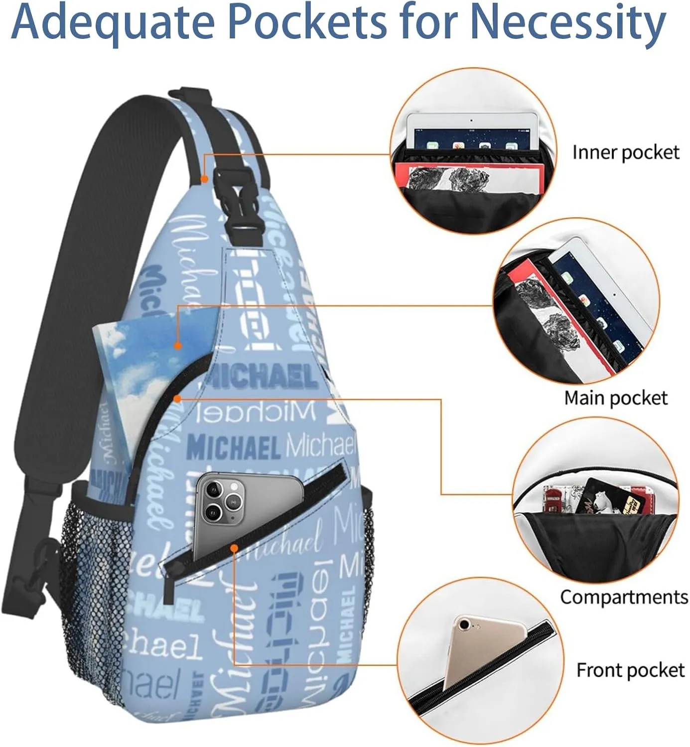 Personalized Crossbody Bags Customizable Chest Bag Customized Sling Bag Custom Sling Bags Customization Crossbody Bag